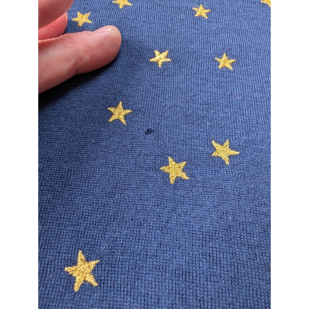 J Crew Merino Wool Womens Sweater Medium Navy Blue Stars Long Sleeve - Picture 8 of 9